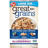 Great Grains Blueberry Nut Crunch Breakfast Cereal, 13.5 oz Box | Crunchy Granola Clusters Paired with Dried Fruit, Sliced Almonds, Whole Grains, and a Good Source of Fiber