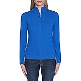 Nautica Womens 1/4 Zip Mockneck Cable Sweater