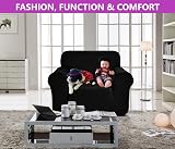 SAMSTEX 1 Seater Sofa Cover Black Stretch 1-Piece Non Slip Armchair Slipcover view 3