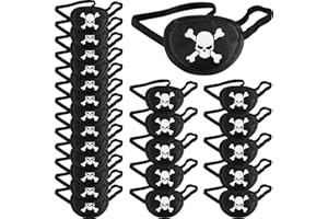 Blulu 24 Pack Black Pirate Eye Patches One Eye Skull Captain Costume for Adults Carnival Halloween Christmas Party Favors