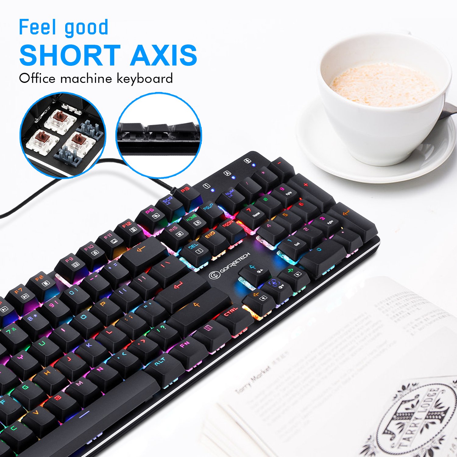 Mechanical Keyboard Wired RGB Gaming Keyboard with Brown Switches LED-Backlit Mode for Office Gaming by Gofreetech