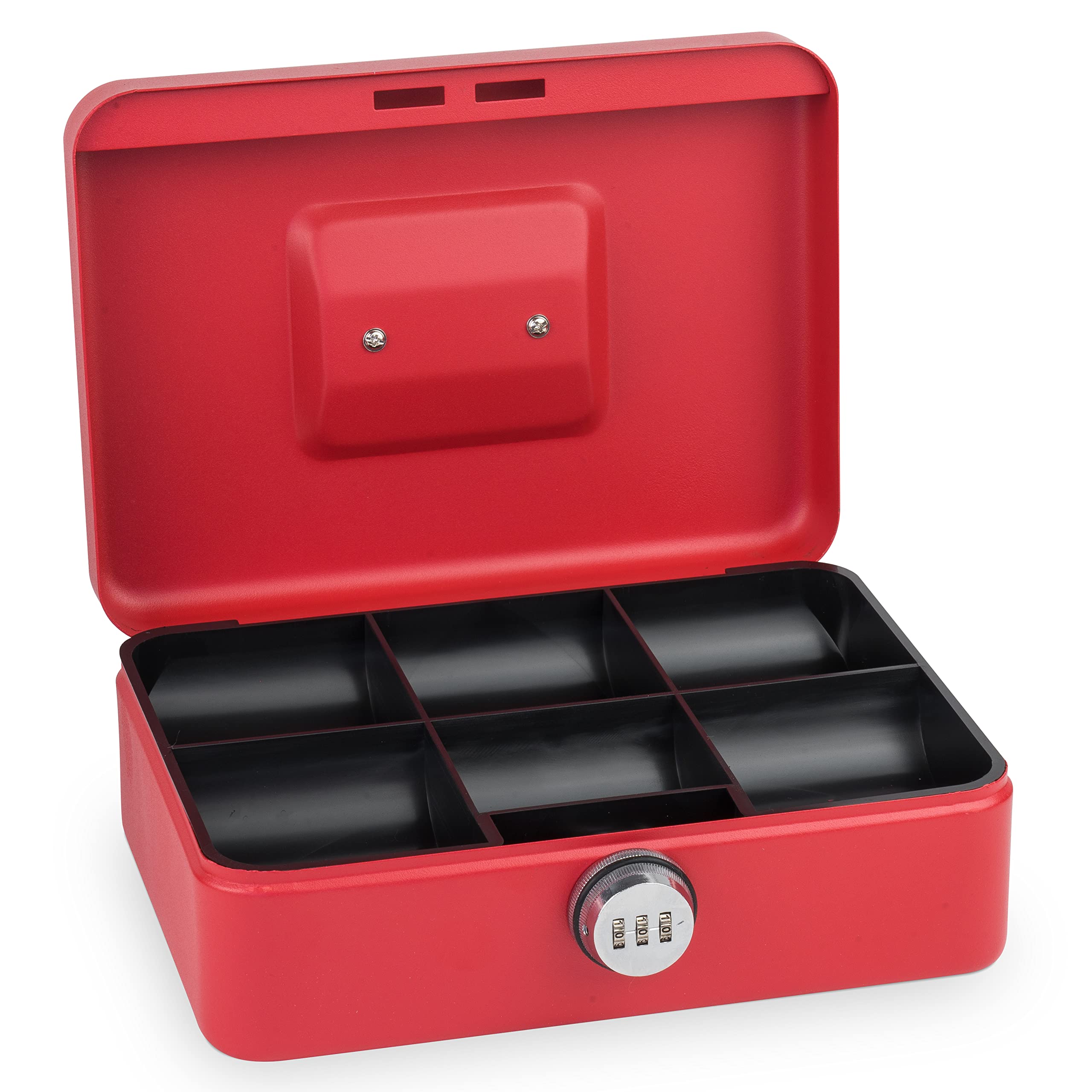 SAX Cash Box with Combination Lock, Extra Strong Lock, 25 x 18 x 9 cm, Large, Red, 0-823-13