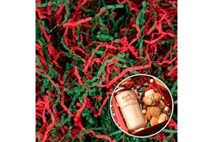 PEASUG 1 LB Christmas Crinkle Cut Paper Shred Filler for Gift Box, Red and Green Confetti Crinkle Paper Filler for Bag, Grass Cushion Paper Streamer Stuffing for Baskets, Birthdays, Holiday Packaging