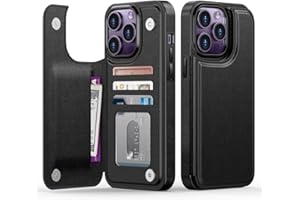 Goodon for iPhone 13 Pro Max Case Wallet - Flip Folio Leather Cover with Trendy Design, 4 Card Slots & Kickstand Function, Stylish Protective Phone Case for Women and Girls - Black