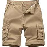 Vcansion Men's Cargo Shorts Casual Cotton Multi-Pockets Elastic Waist Camo Shorts