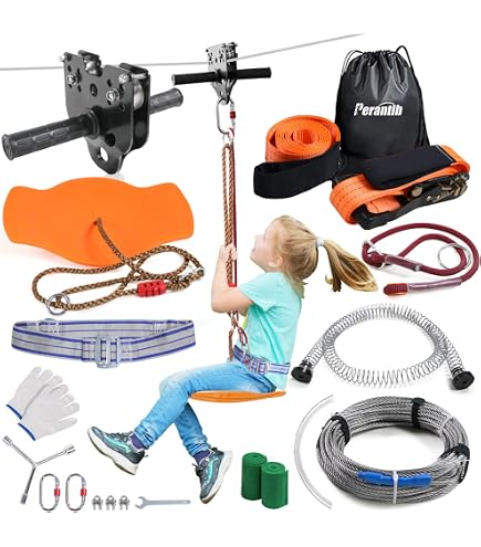 Kit Tyrolienne Et Barre De Singe Pour Jardin – ABS Résistant, Poulie Aluminium, Sangle 15m – Jeu Aventureux Extérieur Dès 5 Ans, Sac De Rangement Inclus