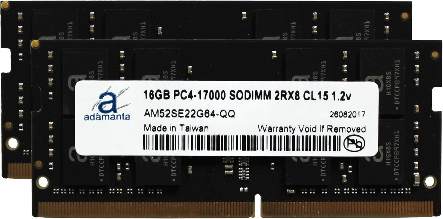 Adamanta 32GB (2x16GB) Laptop Memory Upgrade Compatible for Dell Alienware, Latitude, Precision, XPS DDR4 2133Mhz PC4-17000 SODIMM 2Rx8 CL15 1.2v DRAM RAM