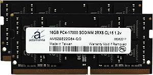 Adamanta 32GB (2x16GB) Laptop Memory Upgrade Compatible for Dell Alienware, Latitude, Precision, XPS DDR4 2133Mhz PC4-17000 SODIMM 2Rx8 CL15 1.2v DRAM RAM