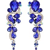 BriLove Women's Bohemian Boho Crystal Wedding Bridal Multiple Teardrop Chandelier Long Dangle Earrings