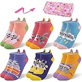 Comfoex Kids Girls Novelty Funny Ankle Socks - Colorful Animal Fashion Silly Cartoon Cute Unicorn Cotton Socks - 6 Pairs