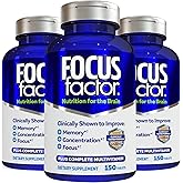 Focus Factor Nutrition for The Brain, Improved Memory & Concentration Brain Supplement, Complete Multivitamin with Vitamins B6, B12, D, Bacopa Monnieri & Tyrosine, 150 Count (Pack of 3)