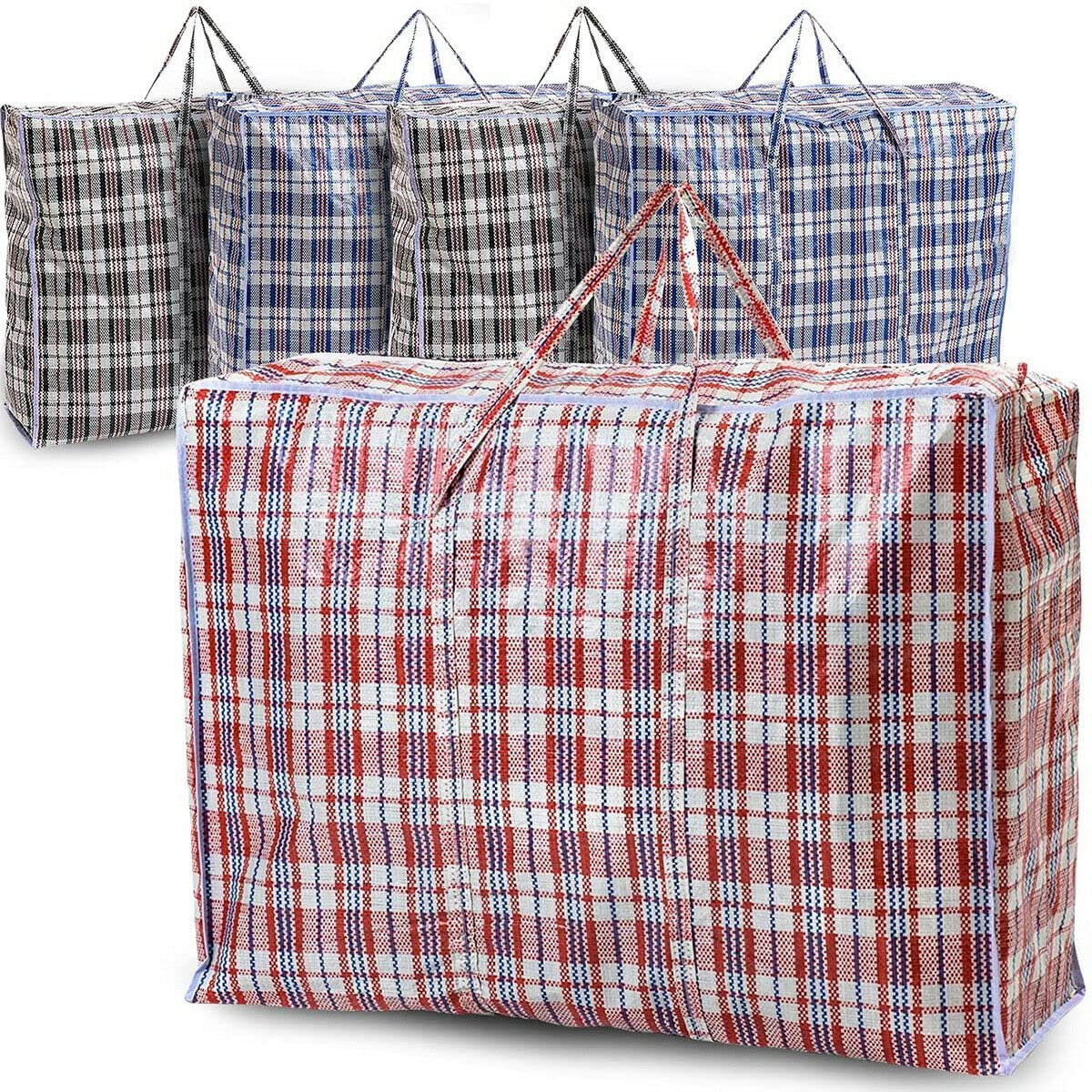 REQUISITE NEEDS 5 PACK Strong Extra large Jumbo Storage Laundry zipped bag Reusable (80 x 60 x 28 CM)