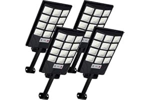 Aqraou Solar Lights Outdoor for Outside, IP66 Waterproof Solar Street Lights Outdoor with Motion Sensor & Dusk to Dawn, 6500K Security Flood Light for Yard Garden with Remote Control - 4PACK