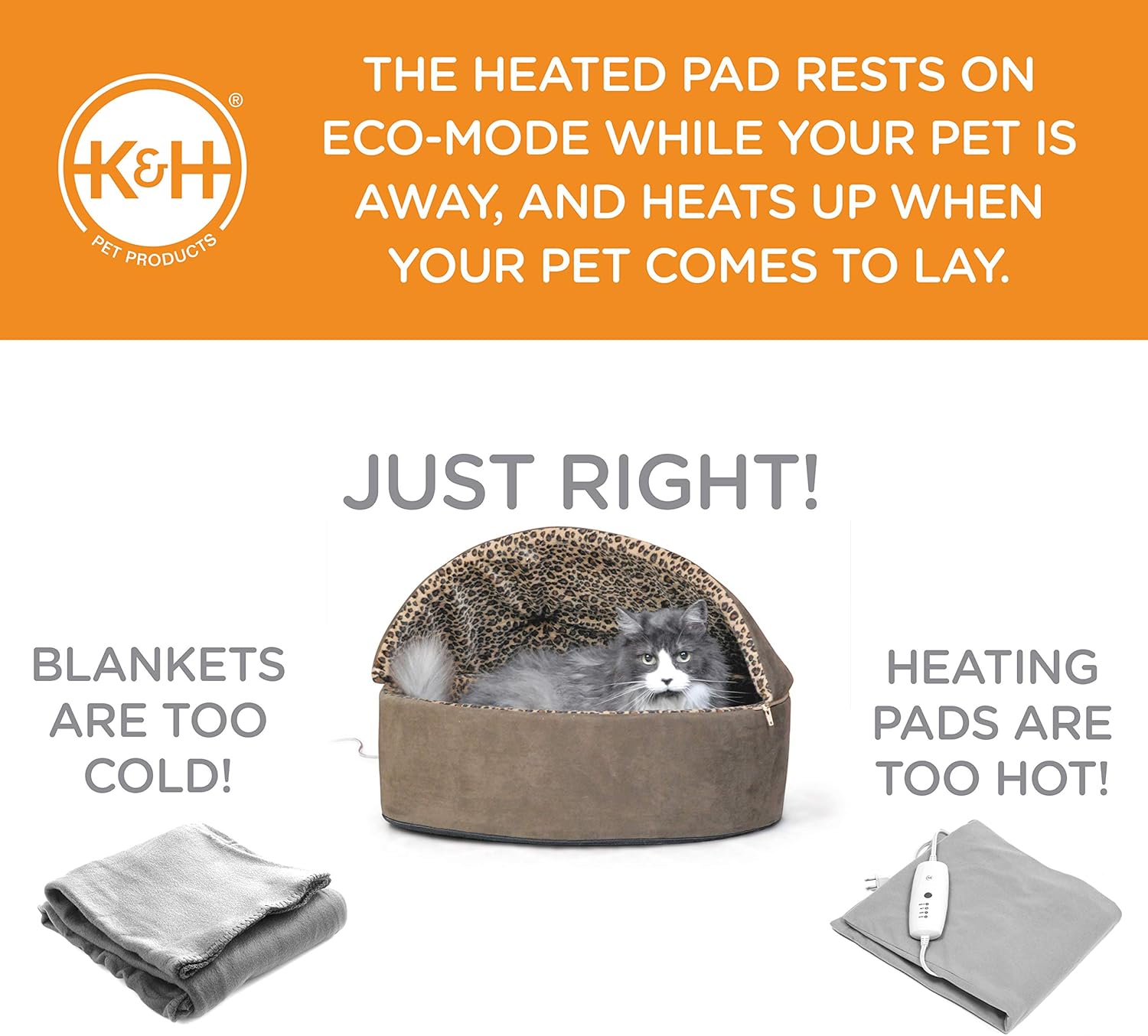 K H Pet Products Thermo Kitty Deluxe Hooded Cat Bed Beds Furniture Pet Supplies Femsa Com