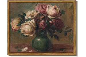 InSimSea Framed Wall Art for Living Room Rose Flower Valentine Decor Mid Century Modern Wall Decorations Vintage Floral Wall Art for Bedroom Farmhouse Kitchen Office Bathroom Decor 8x10in