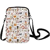 LEVLO Maneki Neko Crossbody Bag Kawaii Cat Lover Gift Luck Cat Shoulder Bag Luck Cat Merchandise