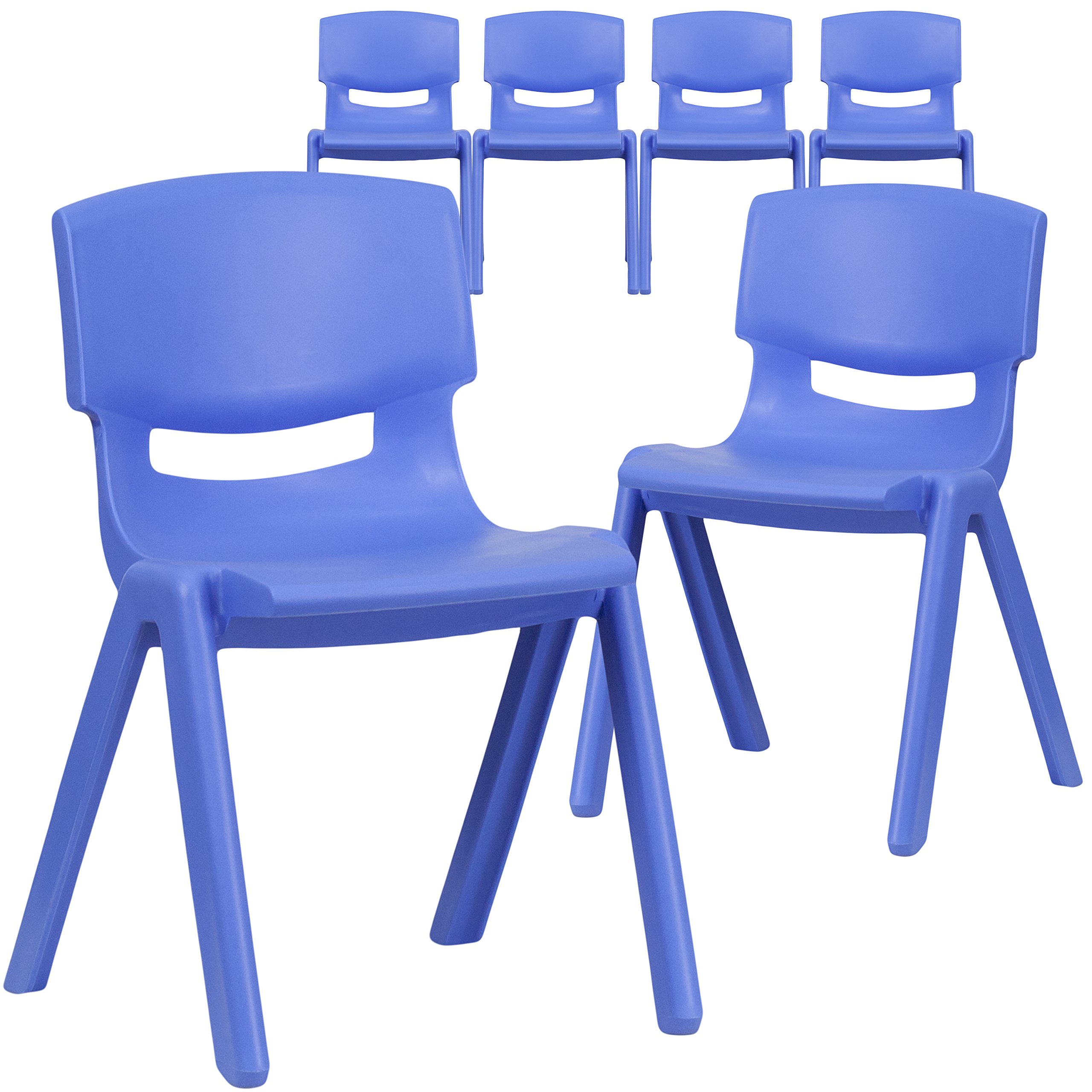 Flash Furniture 6 Pk. Blue Plastic Stackable School Chair with 13.25'' Seat Height