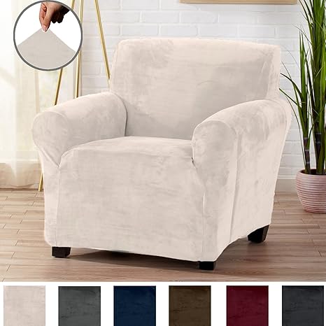 Amazon.com: Great Bay Home Modern Velvet Plush Strapless Slipcover ...