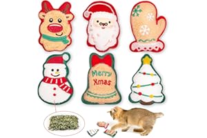 Retro Shaw Christmas Catnip Toys, Christmas Cat Toys with Catnip for Indoor Cats Kittens Kitty, Interactive Cat Nip Catnip Toy for Christmas, 6 Pack