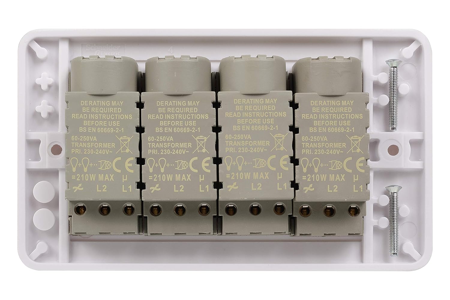 Schneider Electric Lisse White Moulded - 4 Gang 2 Way Dimmer Light Switch, 250 W/250 VA, GGBL6042CS, White - Image 5
