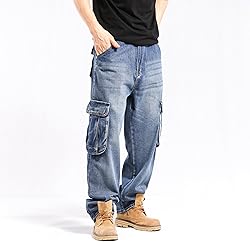 LUOBANIU Men's Baggy Jeans Hip Hop Loose fit 90s