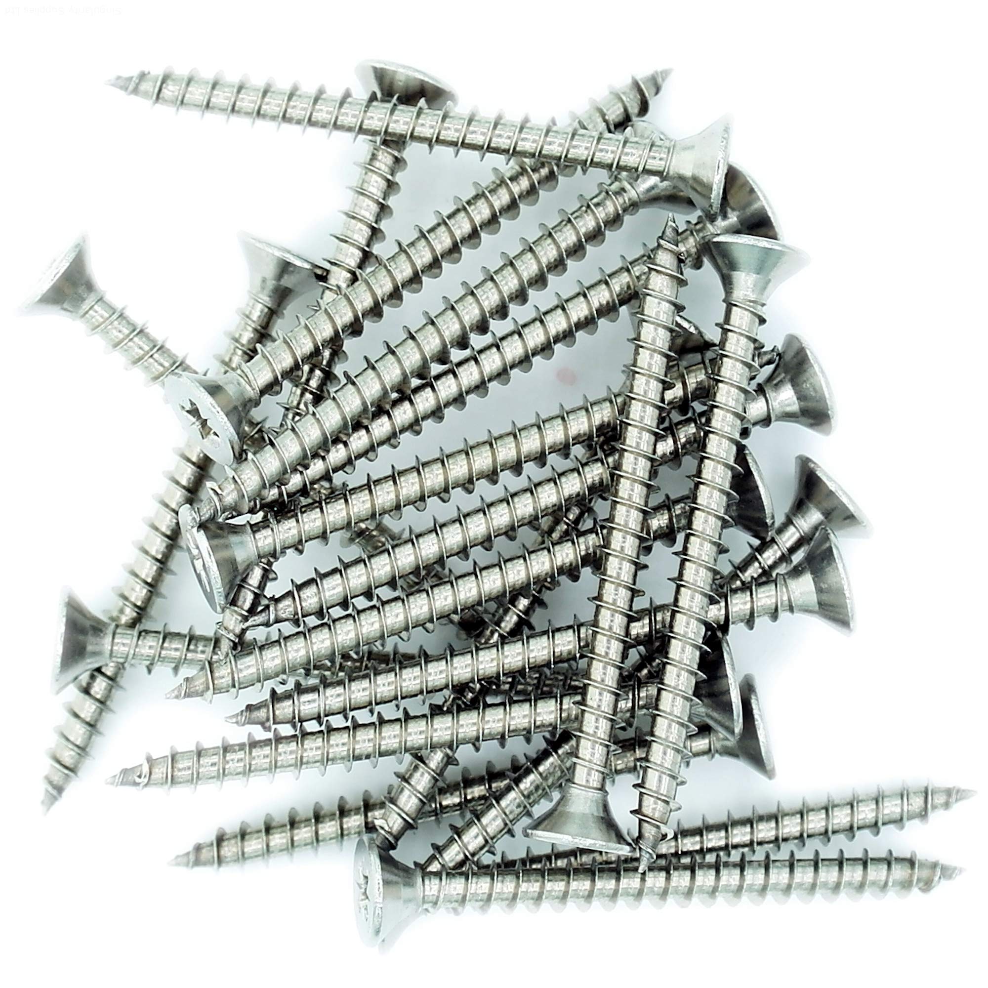 No.4 x 0.5 (3mm x 12mm) Pozi Countersunk Chipboard Screw - Stainless Steel (A2) (Pack of 20)