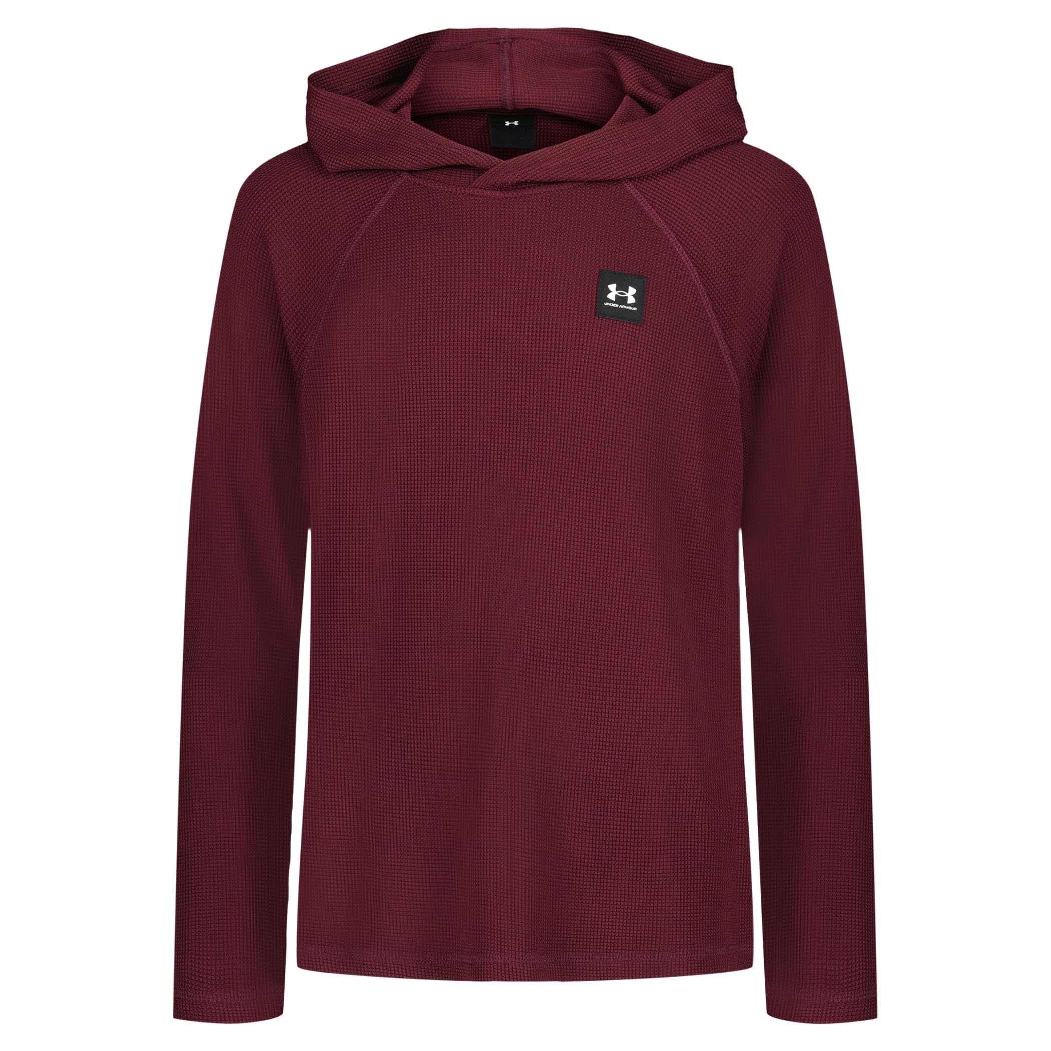 Under Armour Boys' Long Sleeve Thermal Knit Shirt, Outdoor Collection, Maroon Hooded, YXL Image