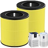 M05 B-D02L Pet Care Replacement Filter Compatible with MOOKA M05/ B-D02L, for KOIOS B-D02L, for VEWIOR B-D02U Air Purifi-ers, HEPA and Activated Carbon Filter, 2 Pack, Yellow