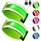 Fitense Light Up LED Armband 2-Pack High Visibility Adjustable Running Gear | 5 Colors &amp; 3 Modes Rechargeable Wristbands for Night Safety, Night Walking, Cycling, Running Gift for Women Men Kids
