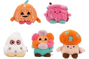 BumBumz 4.5-inch Groovy SpookyBumz Plush 5-Pack - Groovy Cauldron, Spooky Mushroom, Disco JackoLantern, Jack O Flower, and a Ghost - from The Makers of Original Squishmallows