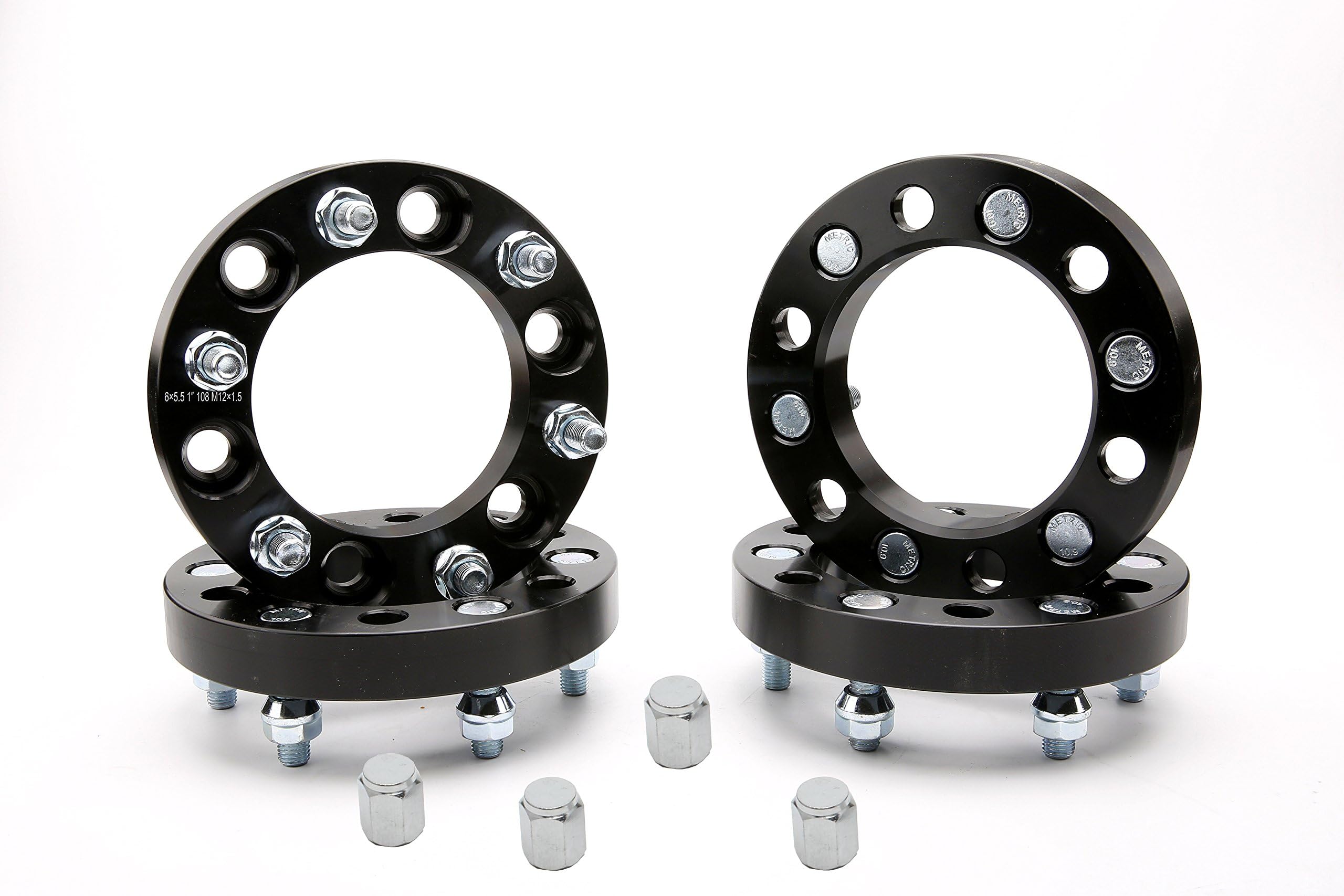 TPSA 4pcs Wheel Spacers Adapters 6 Lug 6x5.5/6x139.7 1" Thickness 12x1.5 Studs for Toyota Tacoma Chevy Colorado Acura GMC Canyon Honda Hummer Hyundai Isuzu Kia Lexus Mitsubishi Black
