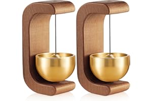 Zonon 2 Pcs Magnetic Wooden Wind Chime Doorbell Decoration Shopkeepers Bell for Door Opening C Shape for Housewarming Gift Refrigerator Room Garden Restaurant (Black Walnut)