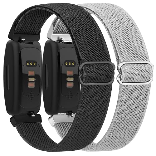 VANCLE 2-Pack Stretchy Bands For Fitbit Inspire 2 & Inspire HR/Ace 3 - Soft Nylon Replacement Straps