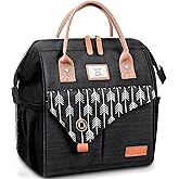 Lekesky Insulated Lunch Bag for Women Leakproof Wide Open Lunch Box Reusable Lunch Cooler Bag for Adults Work, Black