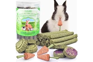 KATUMO 24PCS Rabbit Chew Treats, Healthy Bunny Treats Natural Timothy Hay Sticks Rabbit Small Animal Chew Toys
