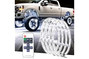 Tavaray 4PCS 14" Super Bright Double Row Pure White Wheel Lights, Remote Control with Flashing Modes, IP67 Waterproof, 6500K LED Wheel Ring Lights for Trucks Cars SUV Pickup Vehicles Offroad