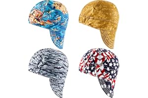 Hercicy 4 Pcs Welding Cap Flame Resistant Cotton Welding Hat for Men Women's Welders Caps Sweat Absorption Mesh Hat for Welder Electrician Gas Station, Matched with Most Welding Helmet