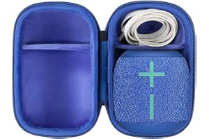 co2CREA Hard Travel Case Replacement for Ultimate Ears WONDERBOOM 4 WONDERBOOM Play WONDERBOOM 3 WONDERBOOM 2 Small Portable Wireless Bluetooth Speaker (Black Case + Inside Bermuda Blue)