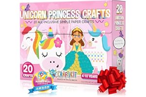 Craftikit® 20 Award-Winning Princess & Unicorn Crafts for Kids Ages 3-10 Years, All-Inclusive Toddler Arts and Craft Kits for Kids, Fun Toddler Craft Box for Girls in Preschool