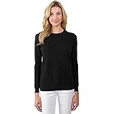 JENNIE LIU Women's 100% Pure Cashmere Crew Neck Sweater, Tight Knit Cozy Soft Hand Washable Long Sleeve Pullover