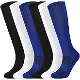 Kids Soccer Socks Boys Football Socks 6 Pairs Girls Knee High Sock Baseball Softball Sports Youth Unisex