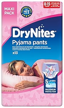 Huggies DryNites hochabsorbierende Pyjamahosen Unterhosen für Mädchen Jumbo Monatspackung, 8-15 Jahre (52 Stück)