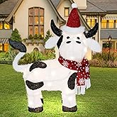 VIKIMORA Christmas Lighted Outdoor Decorations:32" Cow,3D Lighted-up Christmas Cow Indoor Outdoor Display with LED Lights,Pre-lit Holiday Farm/Pasture/Home Yard Lawn Patio Garden Decoration