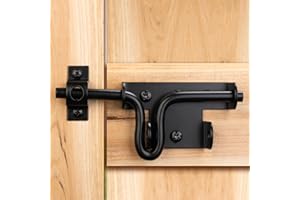 SANKINS Slide Bolt Gate Latch for Wooden Fence, Heavy Duty Black Sliding Bolt Gate Lock Latch Hardware with Padlock Hole, Door Gate Latch for Wooden Gate Vinyl Fence Barn Shed, 1 Pack