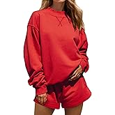 MISSACTIVER Women's 2 Piece Lounge Set Mock Neck Oversized Sweatshirts Sweat Shorts With Pockets Matching Tracksuit Set