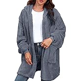 Argstar Hooded Cardigan for Women and Men, Oversized Sweatshirt Fuzzy Fleece Blanket Hoodie Jacket - One Size Fits All