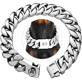 txprodogchains 32MM Thick Cuban Link Collar - Strong Metal Dog Collar with Buckle, Solid Stainless Steel Silver for Large Dogs