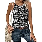 WDIRARA Women's Leopard Print Sleeveless Tank Top Summer Casual Tee Shirt