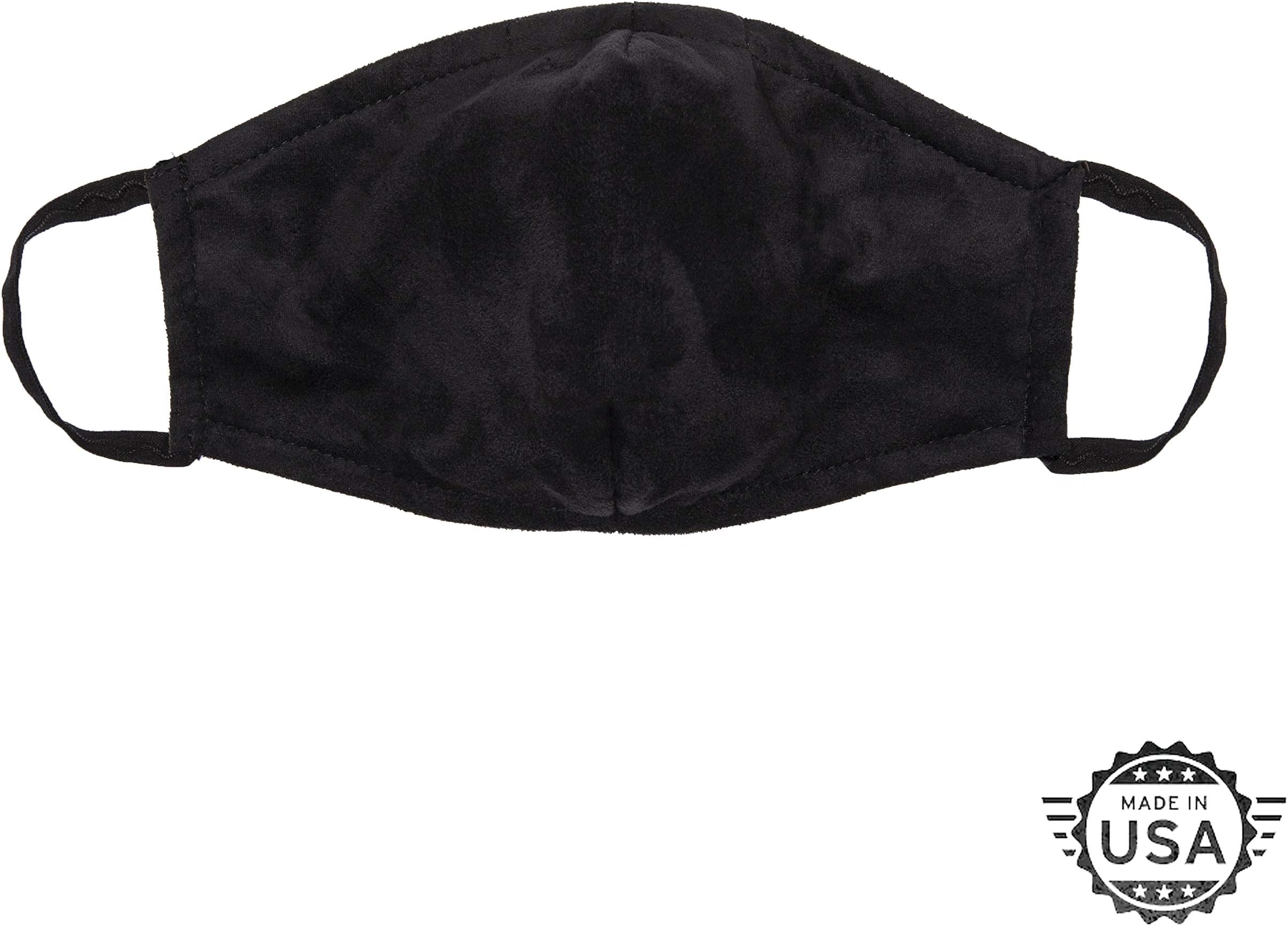 Premium Mask - Made in US - 5-Layer Activated Carbon Filter, Personal Protection - Washable, Reusable, Adjustable Black Micro suede