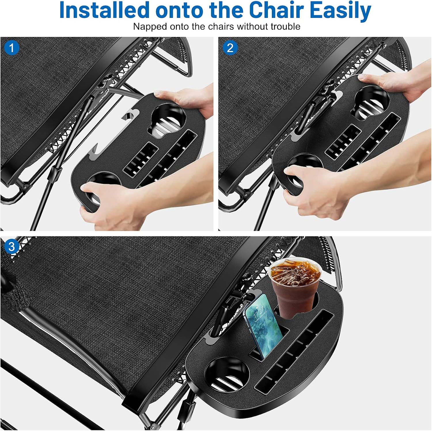 Keten 2 Pack Zero Gravity Chair Tray, Upgraded Version Cup Holder for Zero Gravity Chair Large Utility Clip On Chair Table/Tray for Carrying iPhone 7Plus/ iPad/Water Cups/Books: Kitchen & Dining